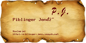 Piblinger Jenő névjegykártya